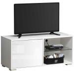 HOMCOM High Gloss TV Stand Storage Cabinet with 2 Shelves for Living Room Home Furniture White