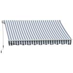 Outsunny 3.5M x 2.5M Garden Patio Manual Awning Canopy Sun Shade Shelter Retractable Gear Lever Winding Handle - Grey