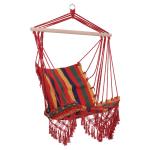 Outsunny Hammock Chair Swing Colourful Striped Tree Hanging Seat Porch Indoor Outdoor Fabric Garden Furniture