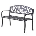 Outsunny 2 Seater Outdoor Patio Garden Metal Bench Park Yard Furniture Porch Chair Seat Black 128L x 91H x 50W cm