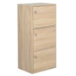 HOMCOM Wooden 3 Tier Cabinet with Doors and Round Handle Display Organizer Home Office Living Room(c-1)