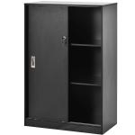 HOMCOM File Cabinet Office Storage Cupboard 2 Sliding Door 3 Shelves Locking Bookcase Shelving Unit 80x40x120cm-Black