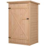 Outsunny Garden Shed Wooden Garden Storage Shed Fir Wood Tool Cabinet Organiser with Shelves 75L x 56W x115Hcm Natural(c-2)