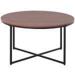 HOMCOM Modern Style Coffee Table Metal Frame w/ Melamine Coating Foot Pads Smooth Edges Sturdy X Frame Design Home Living Room Brown Furniture - Black