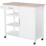 HOMCOM ortable Kitchen Island Storage Cocktail Cart w/Wood Top, Wine Shelf, Cabinet, Drawer, Towel Rack