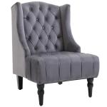 HOMCOM Modern Accent Chair, Fabric Ergonomic Lesuire Seat, Hollow Design Mid-Century Dining Chair with Metal Legs, for Living Room Bedroom Hall, Grey(c-1)