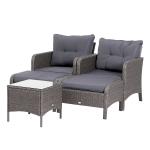 Outsunny 5 Piece Modern Outdoor Patio Rattan Wicker Furniture Patio Dining Table Stool Chaise Lounge Set(c-3)