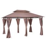 Outsunny 3 x 3m Garden Aluminium Gazebo Hardtop Roof Canopy Marquee Party Tent Patio Outdoor Shelter with Mesh Curtains & Side Walls - Grey(c-1)
