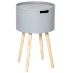 HOMCOM Modern Side Table with Hidden Storage Space, Round Night Stand with Removable Tray Wood Frame End Coffee Table for Living Room Children's Room, Grey