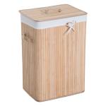 HOMCOM 70L Collapsible Bamboo Laundry Hamper Organizer Clothes Washing Basket Bin Storage Box w/ Lid Removable Lining 40x30x60cm