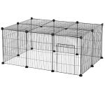PawHut Pet Playpen DIY Small Animal Cage Metal Wire Yard Fence Playhouse with Door Non-slip Pad Indoor Outdoor for Kitten Bunny Chinchilla Guinea Pig