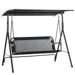 Outsunny 3 Seater Canopy Swing Chair Garden Rocking Bench Patio Balcony Terrace w/ Canopy Black