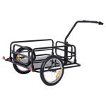 HOMCOM Bike Cargo Trailer Bicycle Cargo Storage Cart w/ Hitch Cycling Camping Luggage Storage Carrier Transport Steel Black