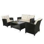 Outsunny 5 Piece Modern Outdoor Patio Rattan Wicker Furniture Patio Dining Table Stool Chaise Lounge Set(c-6)