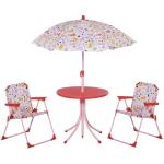 Outsunny Kids Folding Picnic Table and Chair Set Rabbit Pattern Outdoor Garden Patio Backyard with Removable & Height Adjustable Sun Umbrella