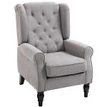 HOMCOM Fabric Tufted Club Accent Sofa Chair Home Décor with Extra Wide Seat, Wooden Legs, Grey