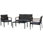 Outsunny 5 Piece Modern Outdoor Patio Rattan Wicker Furniture Patio Dining Table Stool Chaise Lounge Set(c-4)