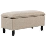 HOMCOM Linen-Touch Fabric Upholstered Storage Bench Accent Seat Ottoman Footrest Foot Stool with Nailhead Trim