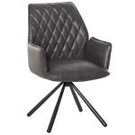 HOMCOM Swivel Dining Chair Upholstered Leisure Seat for Kitchen Living Room Office with Metal Legs