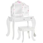 HOMCOM Kids Wooden Dressing Table and Stool Make Up Desk (Pink)(c-4)