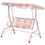 OUTSUNNY 2-Seat Kids Canopy Swing Chair Toddler Outdoor Glider Hammock Lounge with Shade Awning Seat Belt for Porch Backyard Pirate Pattern 43.25" x 27.5" x 43.25"(c-1)