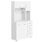 HOMCOM 66" Wood Kitchen Pantry Storage Cabinet Microwave Oven Stand with Storage - White