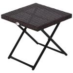 Outsunny Garden Small Folding Square Rattan Coffee Table Bistro Balcony Outdoor Wicker Weave Side Table 40H x 40L x 40Wcm Grey(c-1)