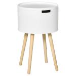 HOMCOM Modern Side Table with Hidden Storage Space, Round Night Stand with Removable Tray Wood Frame End Coffee Table for Living Room Children's Room, White