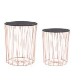 HOMCOM 2 Pack Wood Metal Bedside Table W/ Storage Sofa End Side Night Stand Bedroom