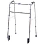 HOMCOM Folding Lightweight Aluminium Walking Assist Walking Frame Walker Mobility Aid Height Adjustable w/ 2 Front Wheels