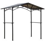 Outsunny Pérgola de Barbacoa 246x149x230 cm de Aluminio Gazebo Cenador con 2 Estantes para Jardín Patio Terraza Fiestas Protección Solar Negro(c-2)