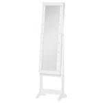 HOMCOM Espejo Joyero de Pie Armario de Joyería con 16 Luces LED y Ángulo Ajustable Organizador de Joyas con Estantes Ranuras para Anillos 36x30x136 cm Blanco