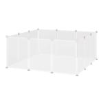 PawHut Valla para Animales Pequeños Jaula Modular de Metal con 12 Paneles 24 Conectores para Conejos Cobayas y Cachorros 105x105x45 cm Blanco(c-3)