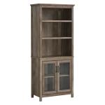 HOMCOM Librería Estantería para Libros CDs DVDs con 5 Compartimentos Cajón 2 Armarios de Puerta y Dispositivo Antivuelco 60x30x150 cm Madera Natural(c-1)