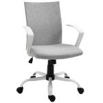 Vinsetto Office Chair Linen Swivel Computer Desk Office Chair Study Task Chair with Wheels, Arm, Light Grey