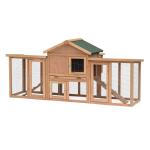 PawHut Wooden Chicken Coop Backyard Hen Cage House Poultry w/ Nesting Box Run