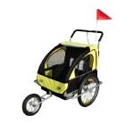 HomCom Reboque de Bicicleta para Crianças com 2 Lugares- Cor: Verde - 122 x 90 x 106 cm(c-1)