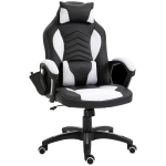 HomCom Cadeira de Escritório inclinavél e Giratória com 6 Pontos de Massagem e Aquecimento - Preto e branco - 68x69x108-117 cm(c-1)