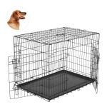 PawHut Gaiola para Cães com 2 Portas Gaiola para Animais de Estimação de Arame Dobrável com Alça de Transporte Aço 122x77x82cm Preto