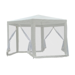 Outsunny Tenda para Festas Hexagonal 390x250cm com Tela Mosquiteira para Jardim Terraço Resistente à Água Poliéster Creme