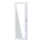 HOMCOM Espelho com Móvel de Bijuterias de Parede Espelho de Parede Organizador de Jóias com Ganchos e Ranhuras para Dormitórios 37x9,5x112cm Branco