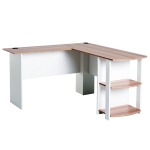 HomCom Mesa de Computador PC Escritório para Oficina Casa Tipo Esquineira Forma L com Estantes Madeira - 136x130x72cm