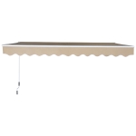 Outsunny Toldo Manual Dobrável de Alumínio 3,5x2,5m com Manivela Impermeável Proteção Solar UV Alumínio Aço Tecido de Poliéster Creme