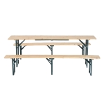 Outsunny Conjunto de Mobiliário de jardim para 4-6 pessoas Conjunto de mesa e 2 bancos dobráveis verde e madeira