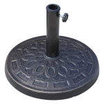 Outsunny Base para Chapéu de Sol Redonda Suporte para Chapéu de Sol de Resina para Mastros de 38mm e 48mm para Jardim Terraço Exterior Ø44x34cm Preto e Bronze