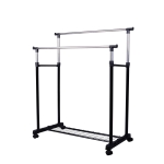 HOMCOM Charriot com Altura Ajustável Cabide com 4 Rodas para Roupa Aço Inoxidável 80x43x85-155cm Preto(c-3)