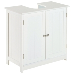 HOMCOM Móvel para Lavatório Pousar Armário Casa de Banho de Armazenamento com 2 Portas e Prateleira Interior Ajustável Moderno 60x30x60 cm Branco