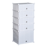 HomCom Armário Modular Plástico Branco Estante 5 Baldes Roupeiro Sapateiro Comoda Combinado Móvel Organizador Roupa Sapatos Acessório Brinquedos