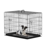 PawHut Gaiola para Cães com 2 Portas Gaiola para Animais de Estimação Dobrável com Alça de Transporte Aço 91x61x67cm Preto