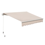 Outsunny Toldo Exterior Manual 2,95x2,5m em Alumínio Dobrável com Ângulo e Manivela Ajustáveis para Varanda Terraço e Jardim Creme
